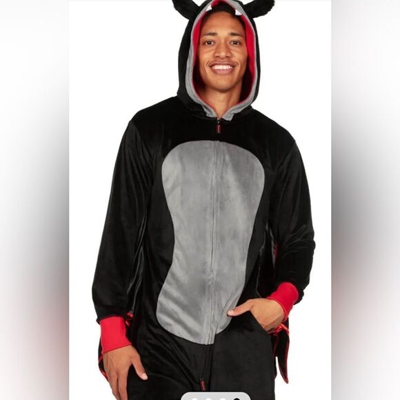 NWT Tipsy Elves Men’s Bat Halloween Costume Full Zip One Piece Jumpsuit- Size Me - Picture 3 of 10